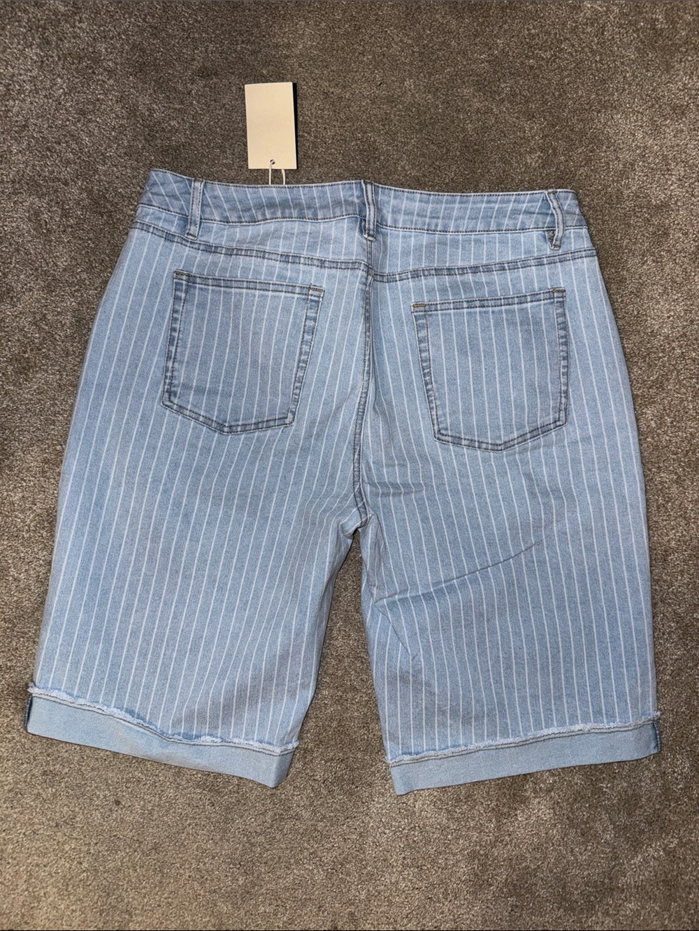 Flannels Light Blue Pinstripe Denim Bermuda Shorts - Picture 2 of 3